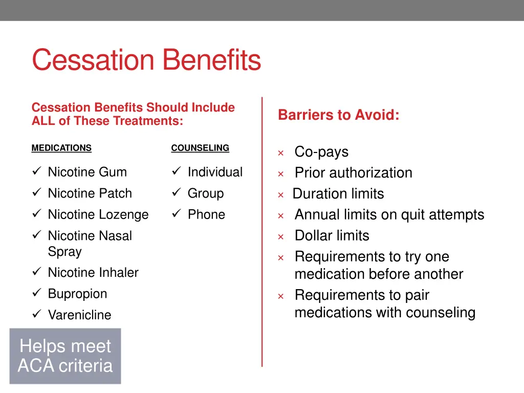 cessation benefits