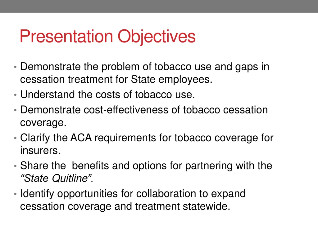 presentation objectives