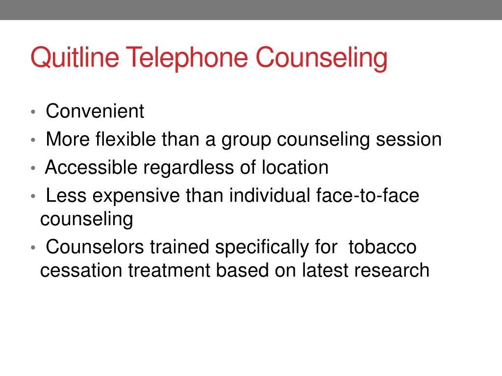 quitline telephone counseling