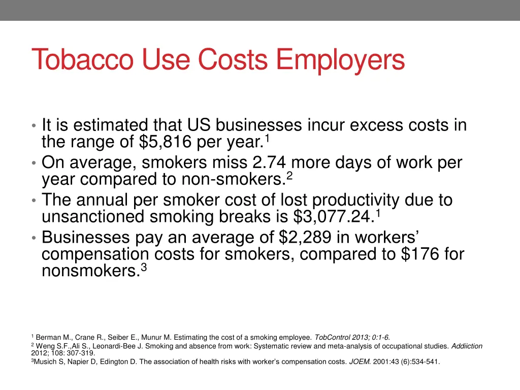 tobacco use costs employers