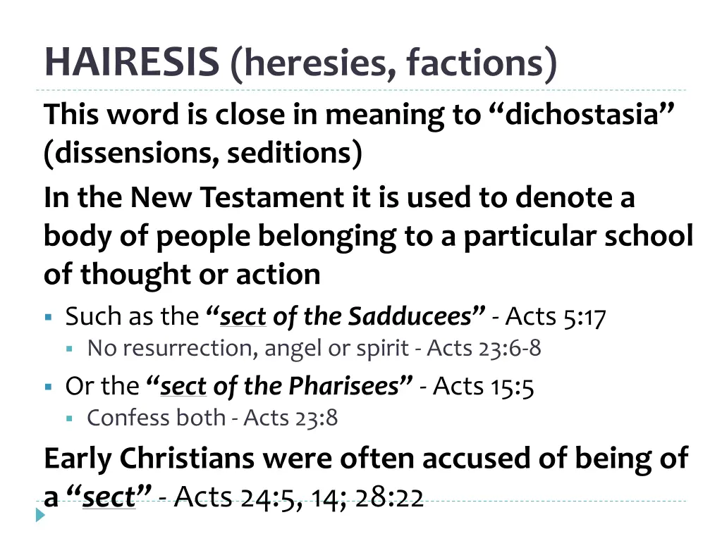 hairesis heresies factions this word is close