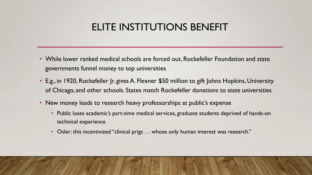 elite institutions benefit