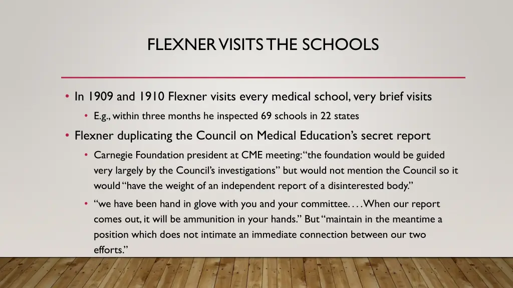 flexner visits the schools