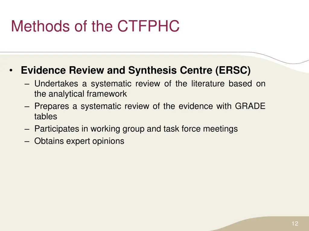 methods of the ctfphc 1