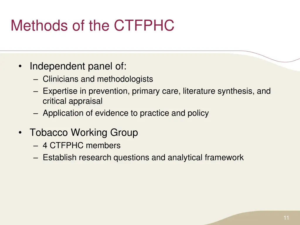 methods of the ctfphc