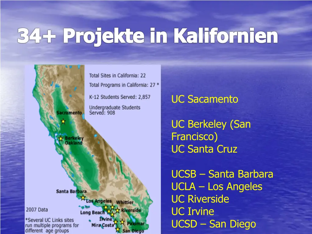 34 projekte in kalifornien