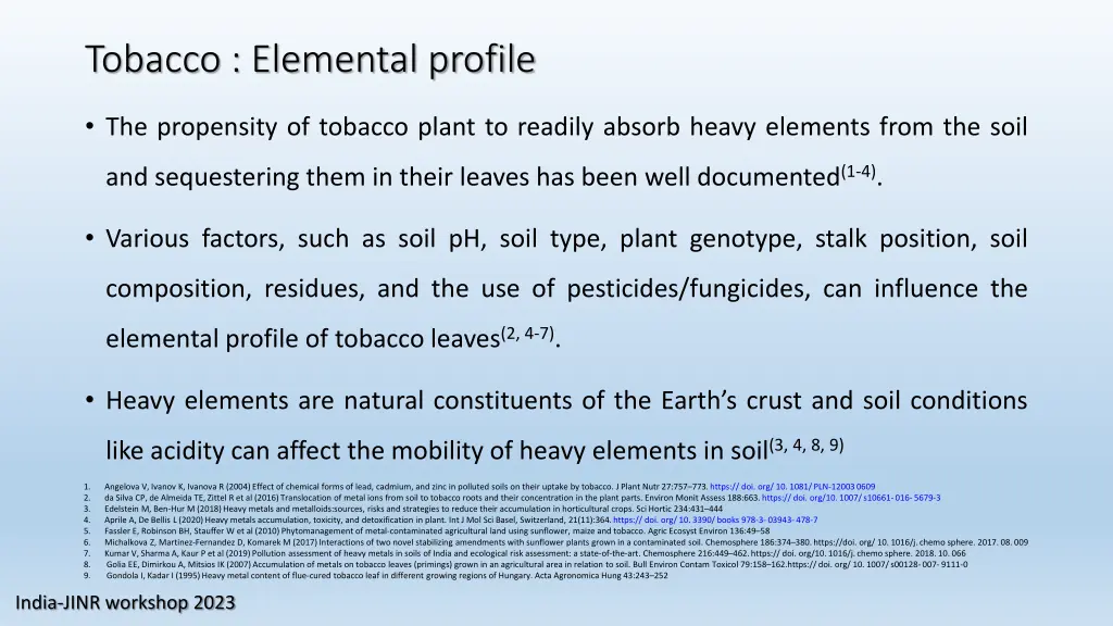 tobacco elemental profile