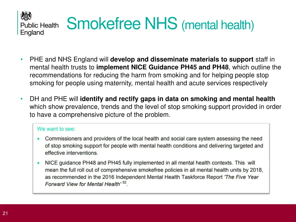 smokefree nhs mental health