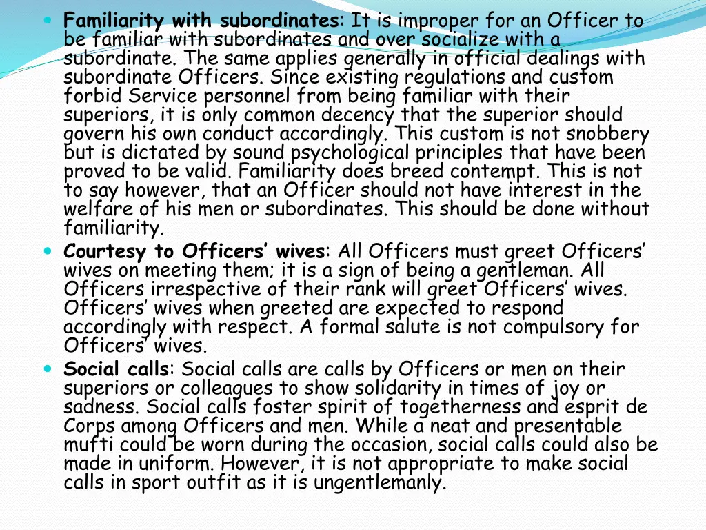 familiarity with subordinates it is improper