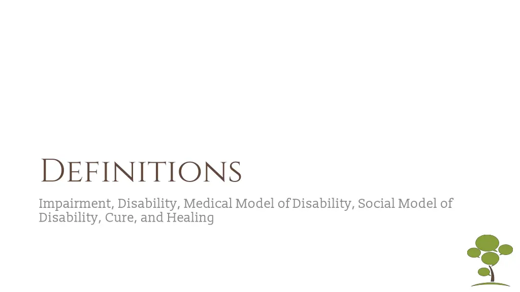 definitions impairment disability medical model