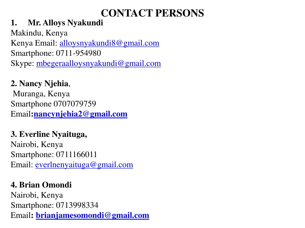 contact persons