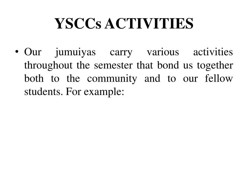 ysccs activities