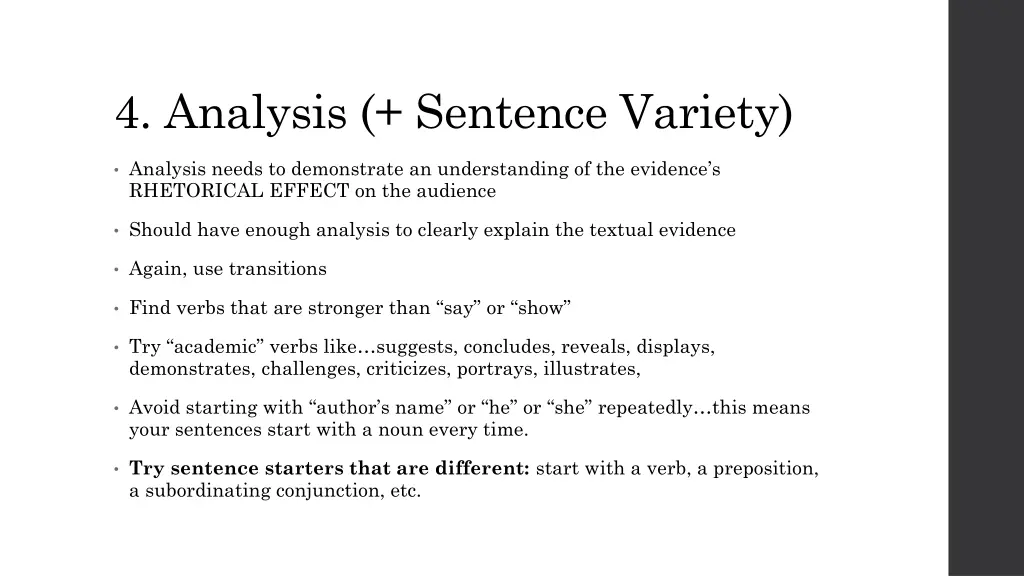 4 analysis sentence variety