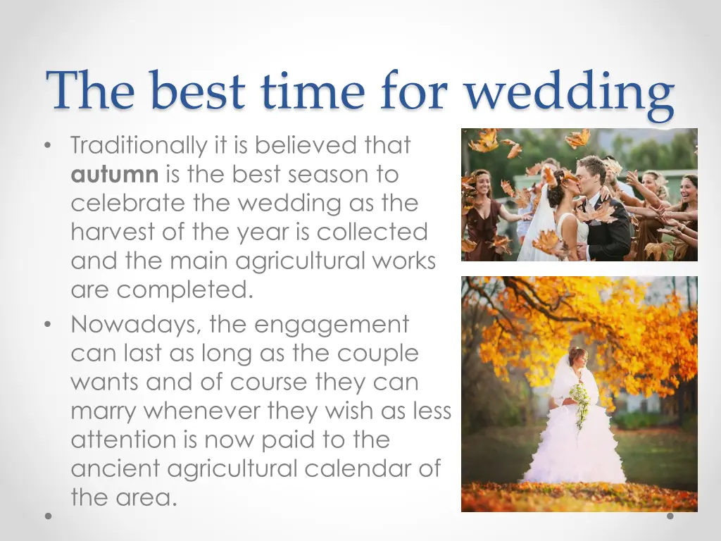 the best time for wedding traditionally