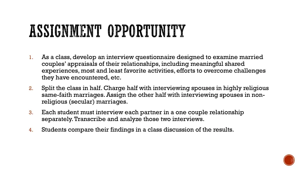 assignment opportunity