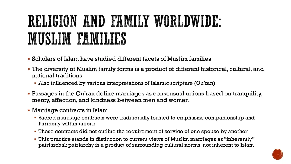 religion and family worldwide muslim families