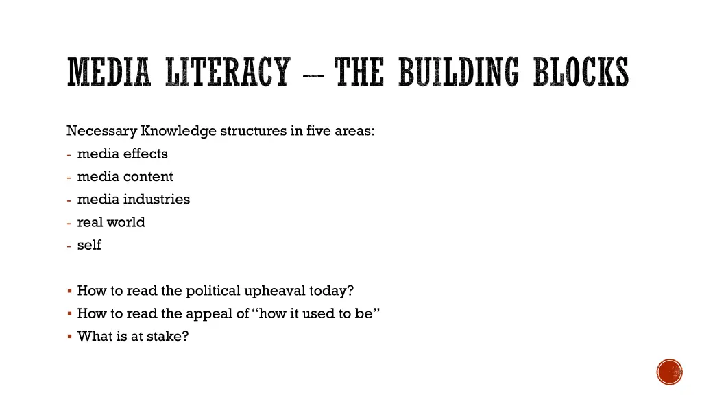 media literacy the building blocks