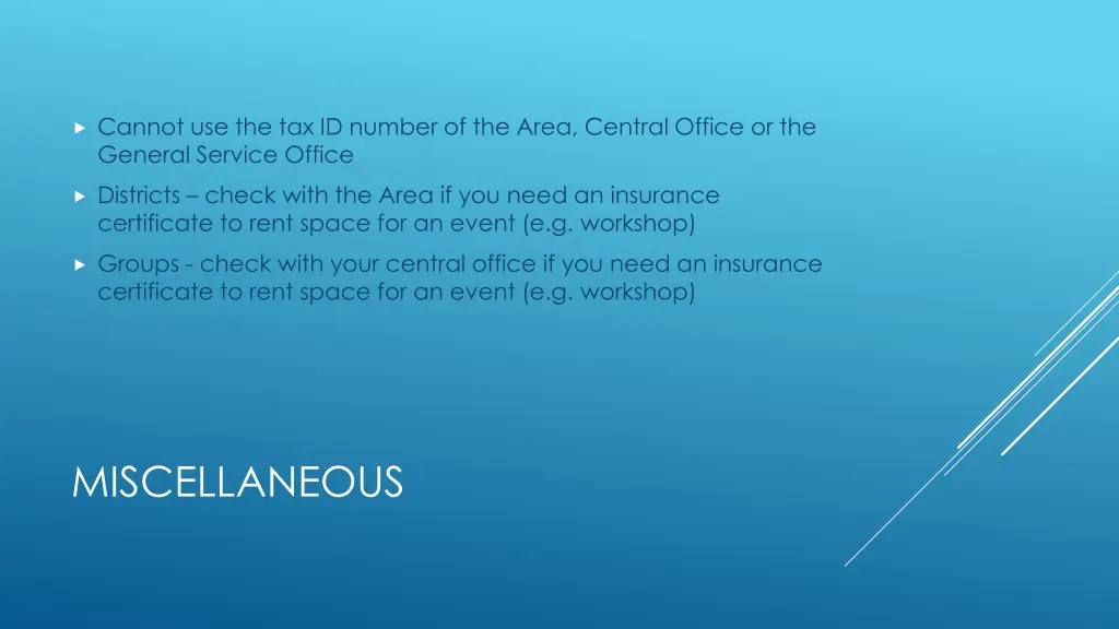 cannot use the tax id number of the area central