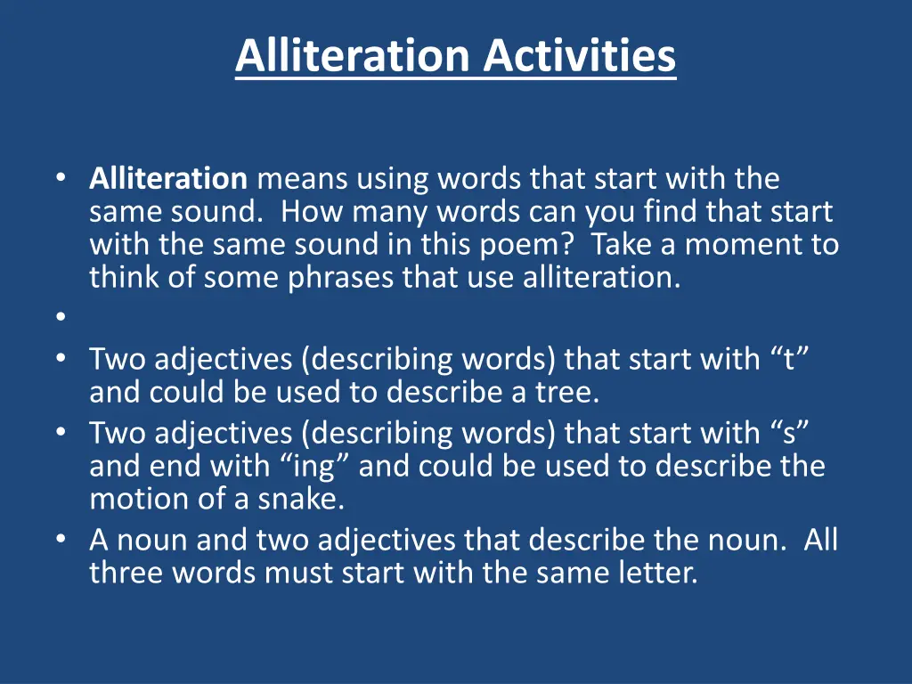 alliteration activities