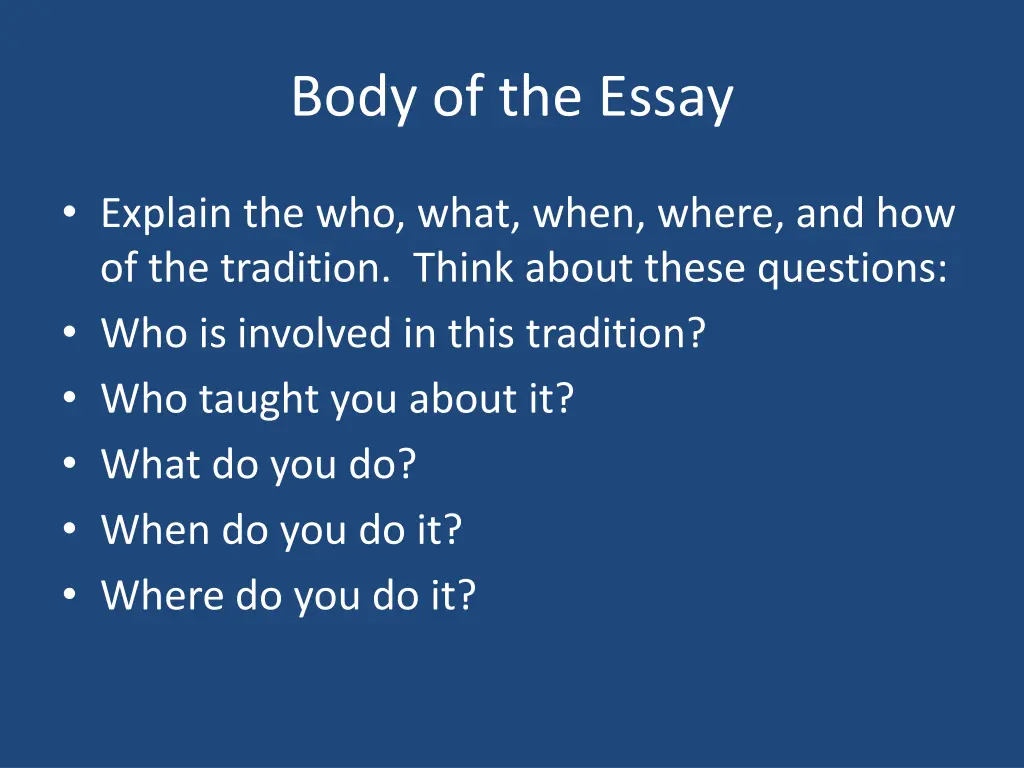 body of the essay