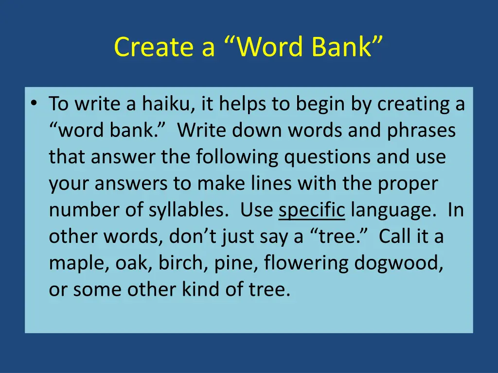 create a word bank