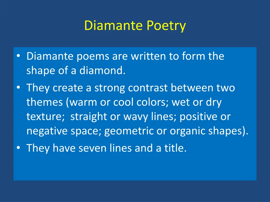 diamante poetry