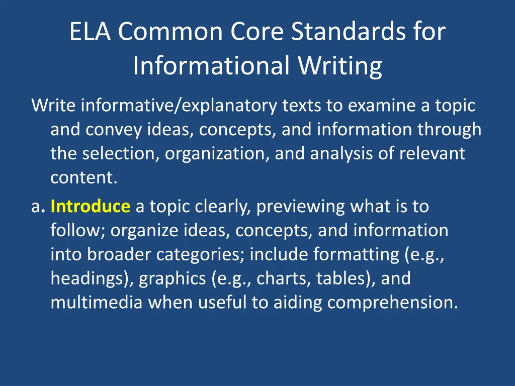 ela common core standards for informational