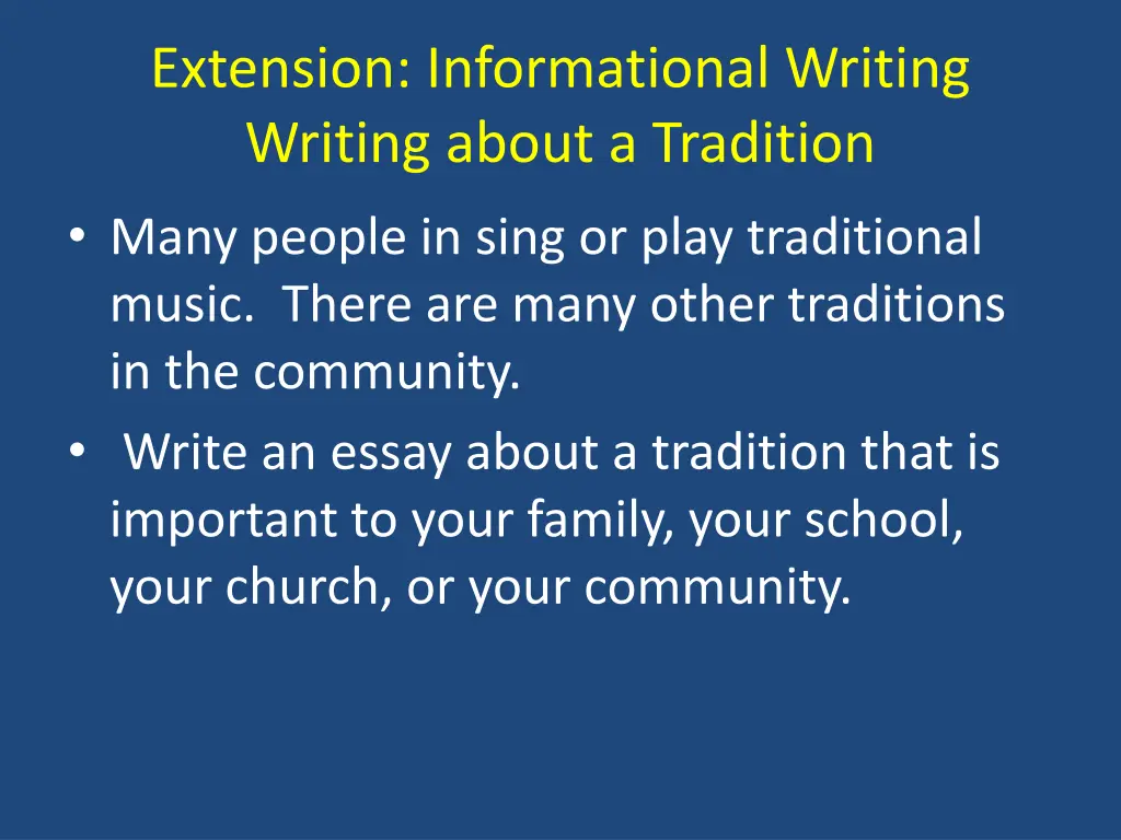 extension informational writing writing about