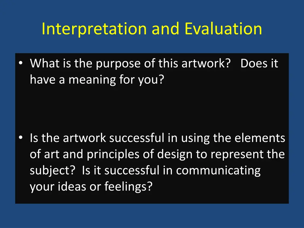 interpretation and evaluation