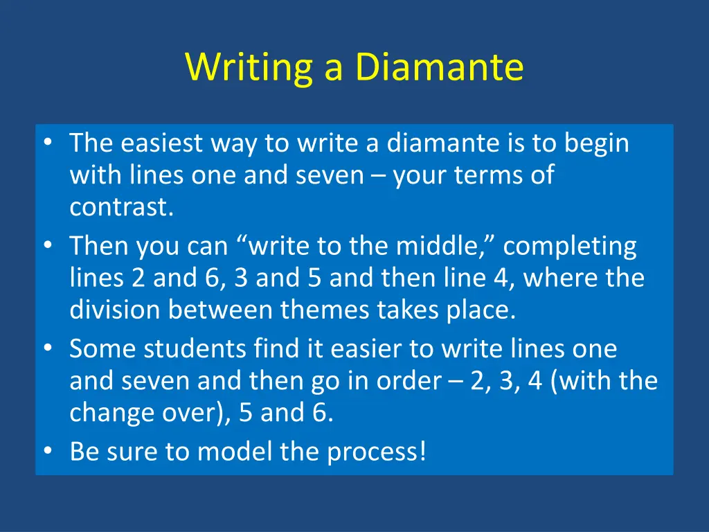 writing a diamante