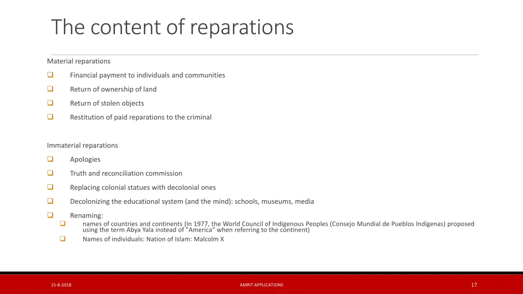 the content of reparations