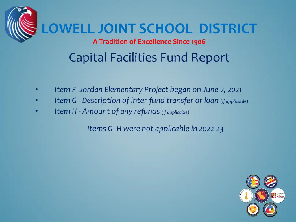 lowell joint school district a tradition 8