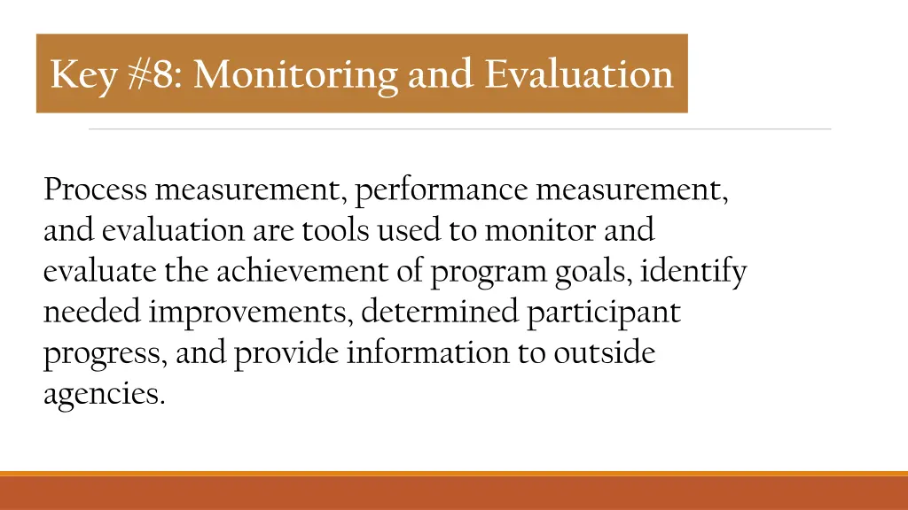 key 8 monitoring and evaluation