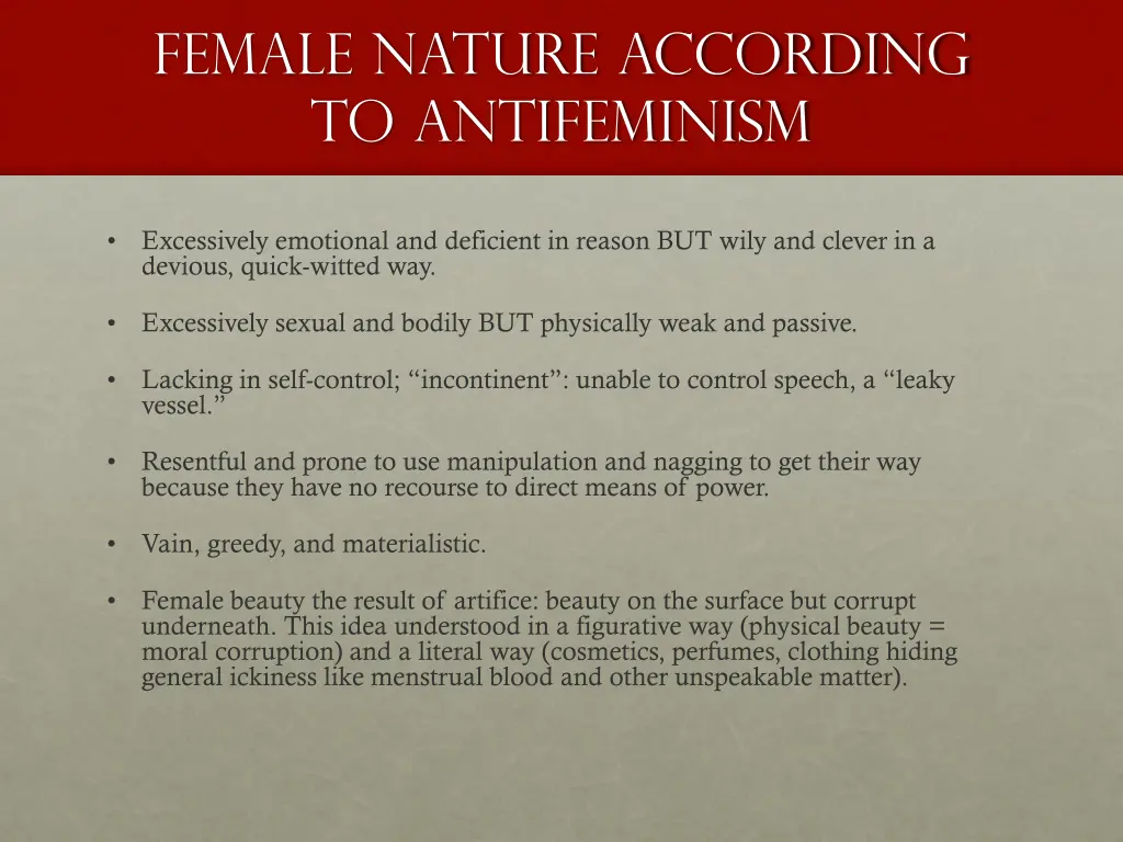 female nature according to antifeminism