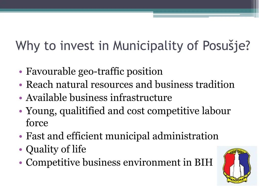 why to invest in municipality of posu je