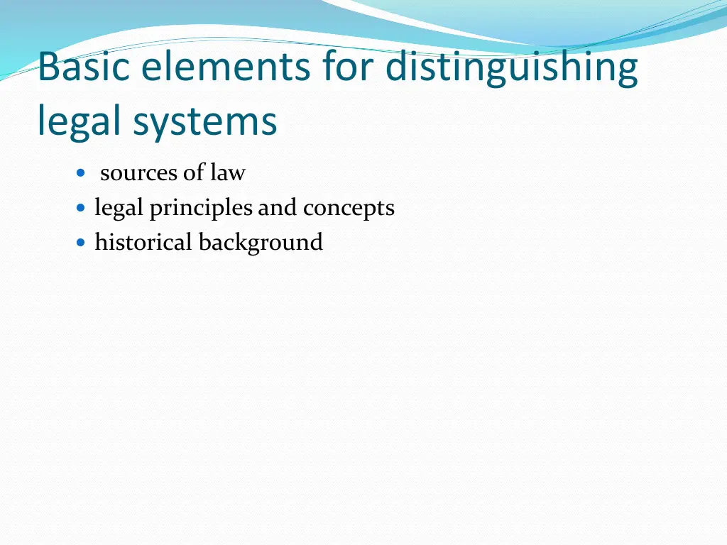 basic elements for distinguishing legal systems