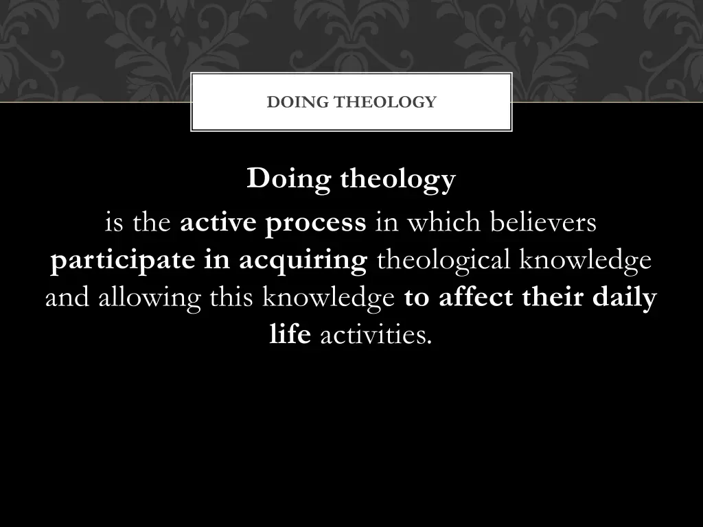 doing theology