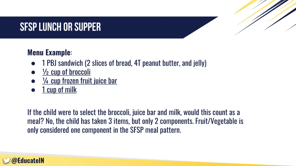 menu example 1 pbj sandwich 2 slices of bread