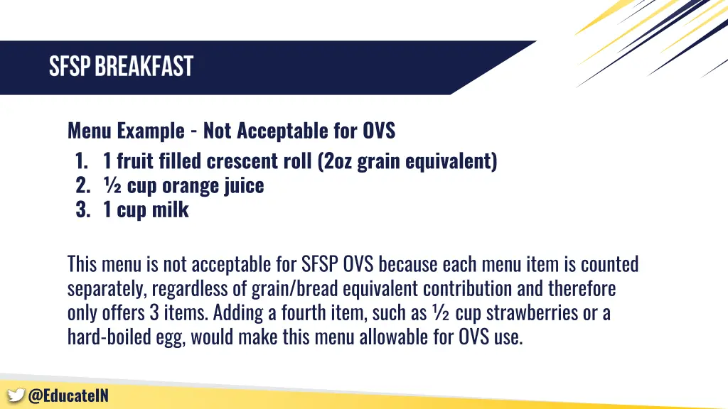 menu example not acceptable for ovs 1 1 fruit