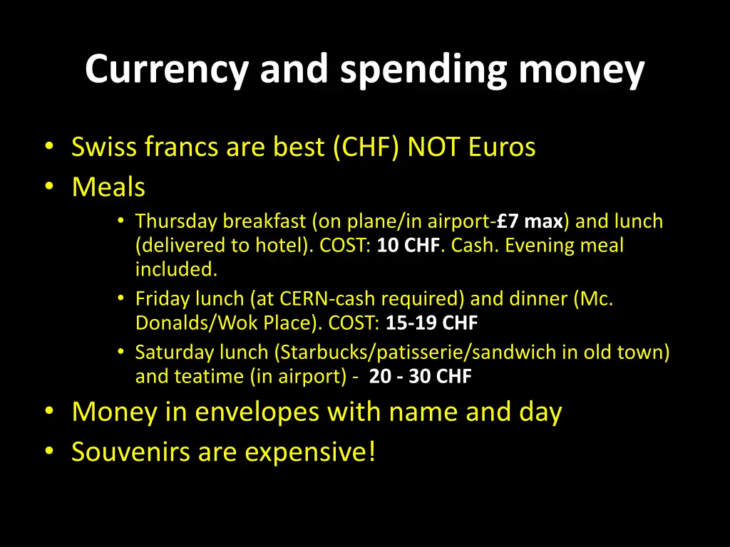 currency and spending money