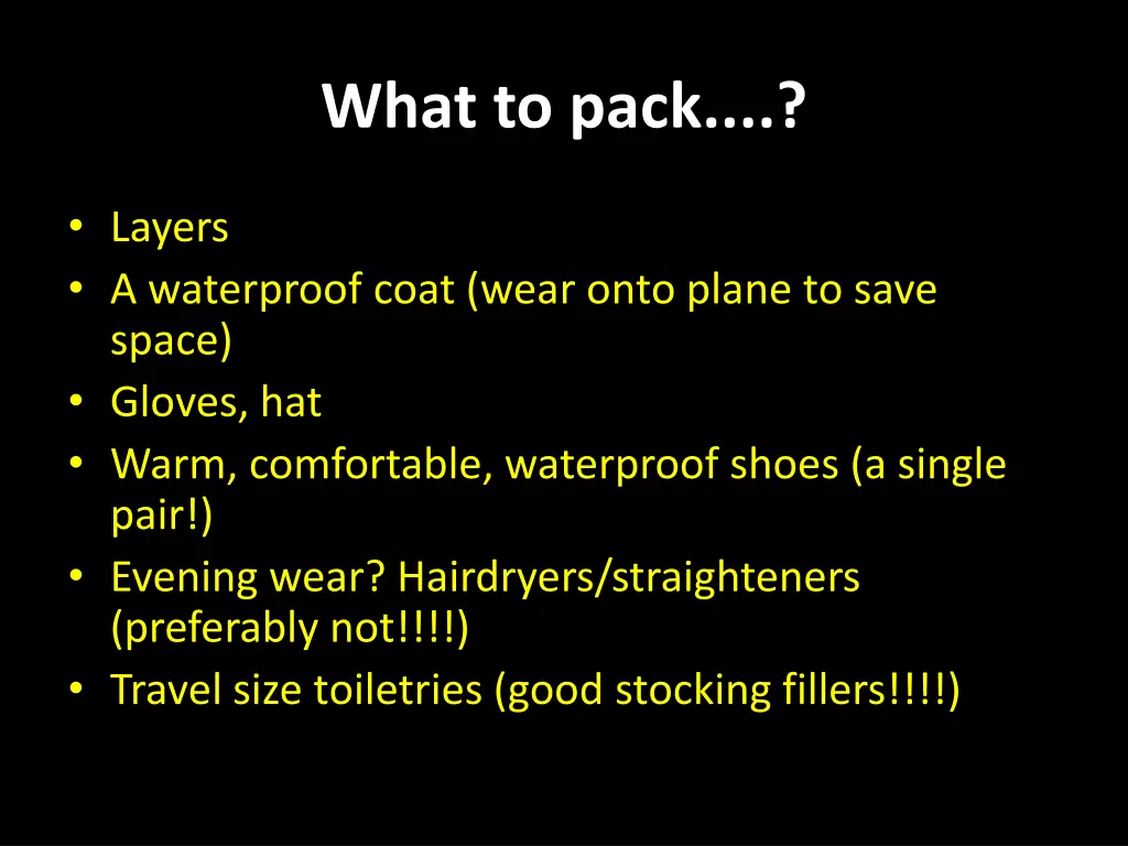 what to pack