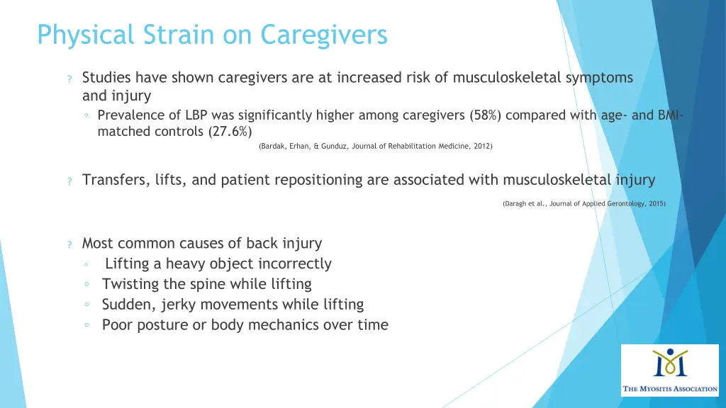 physical strain on caregivers