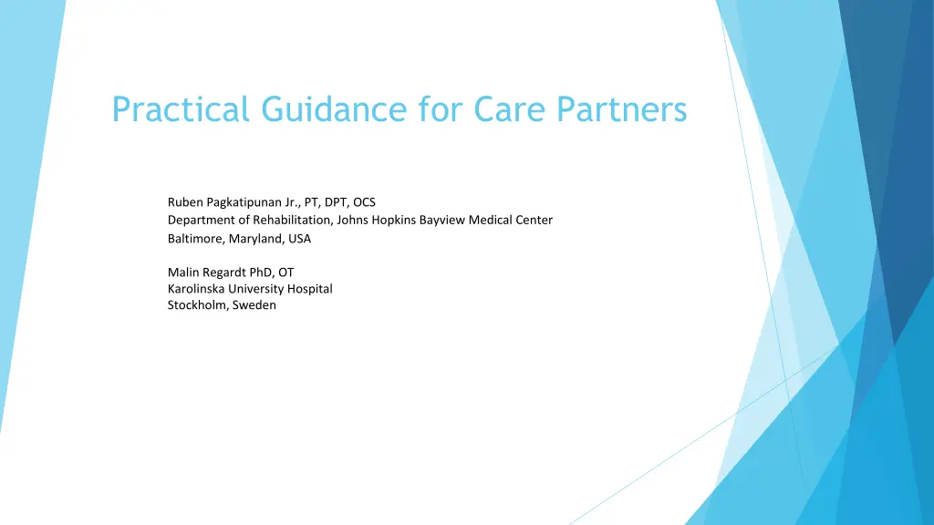 practical guidance for care partners