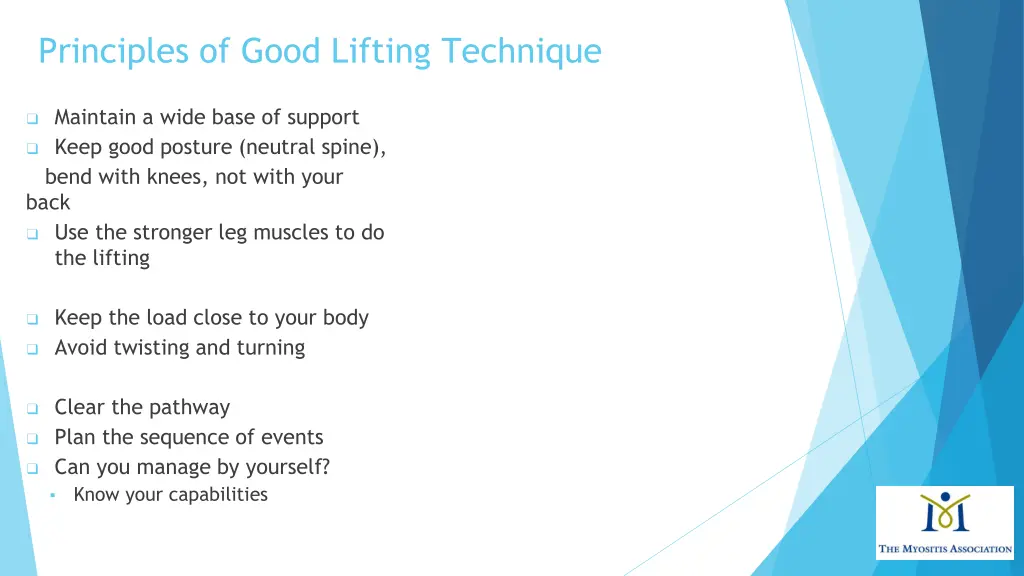 principles of good lifting technique