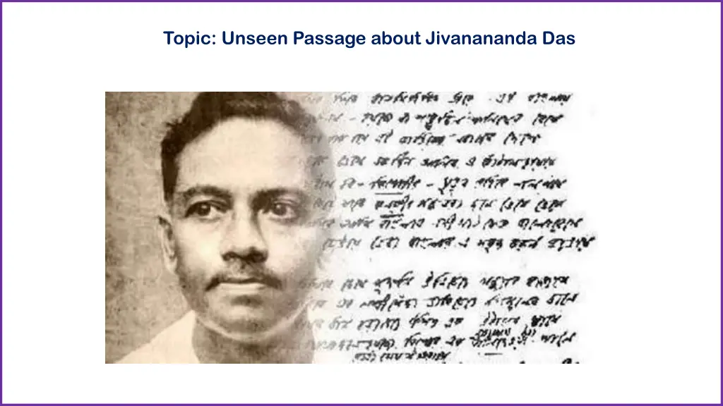 topic unseen passage about jivanananda das