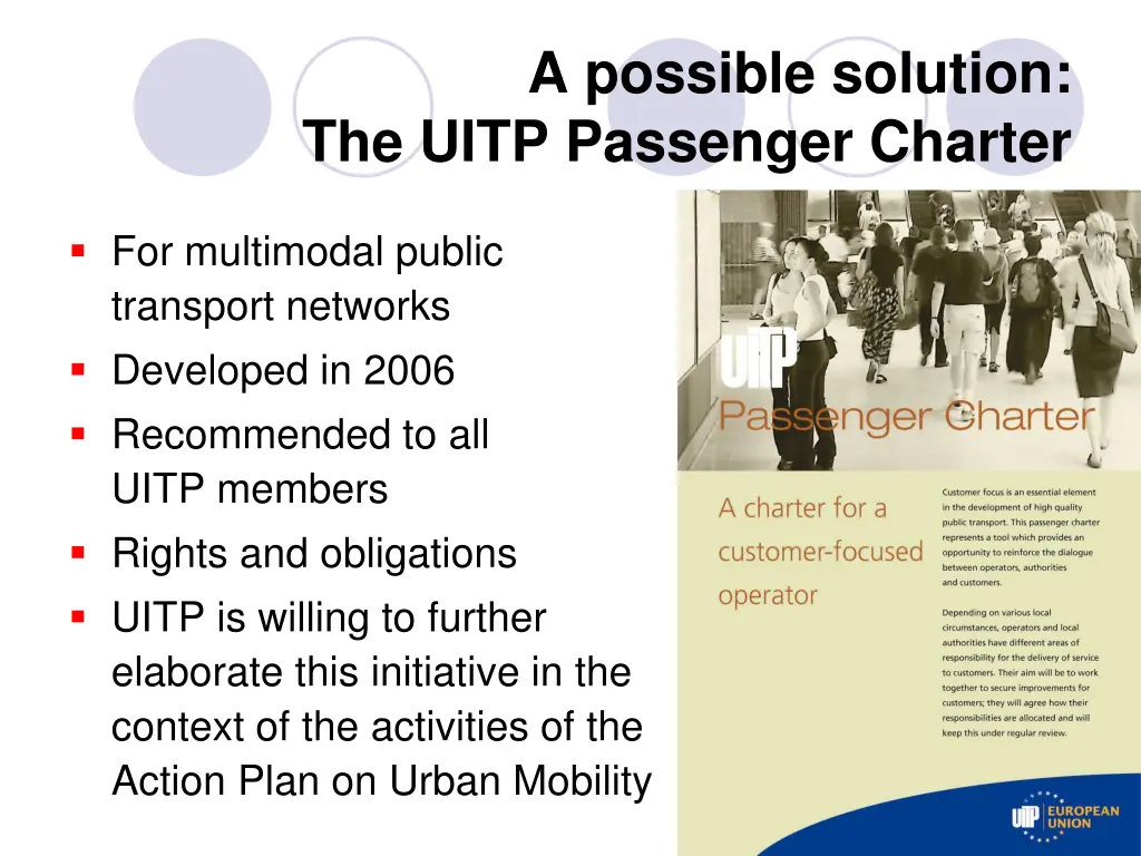 a possible solution the uitp passenger charter