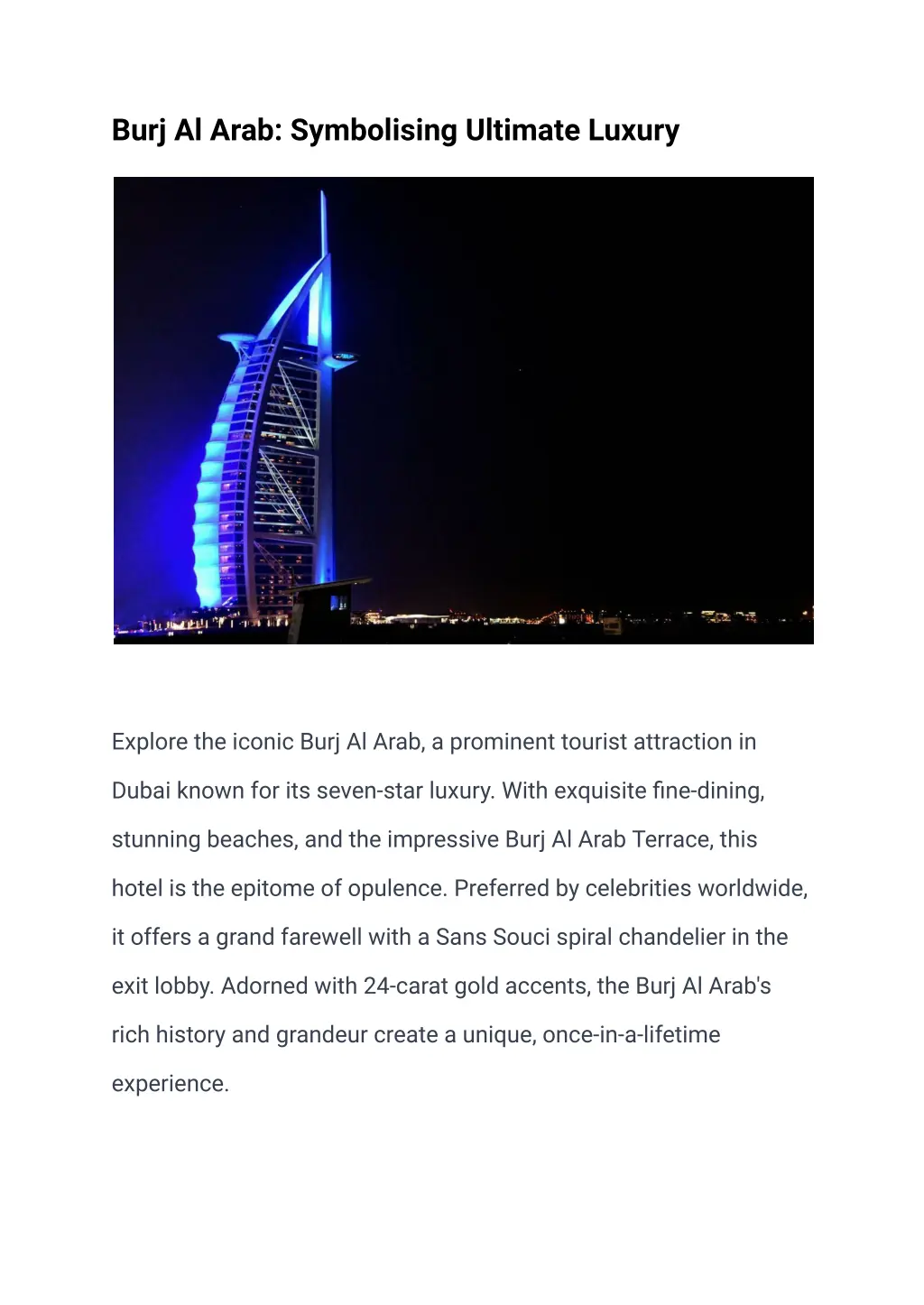 burj al arab symbolising ultimate luxury