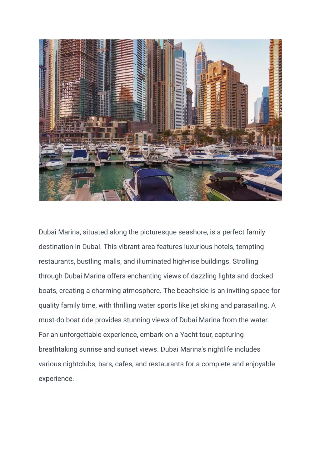 dubai marina situated along the picturesque