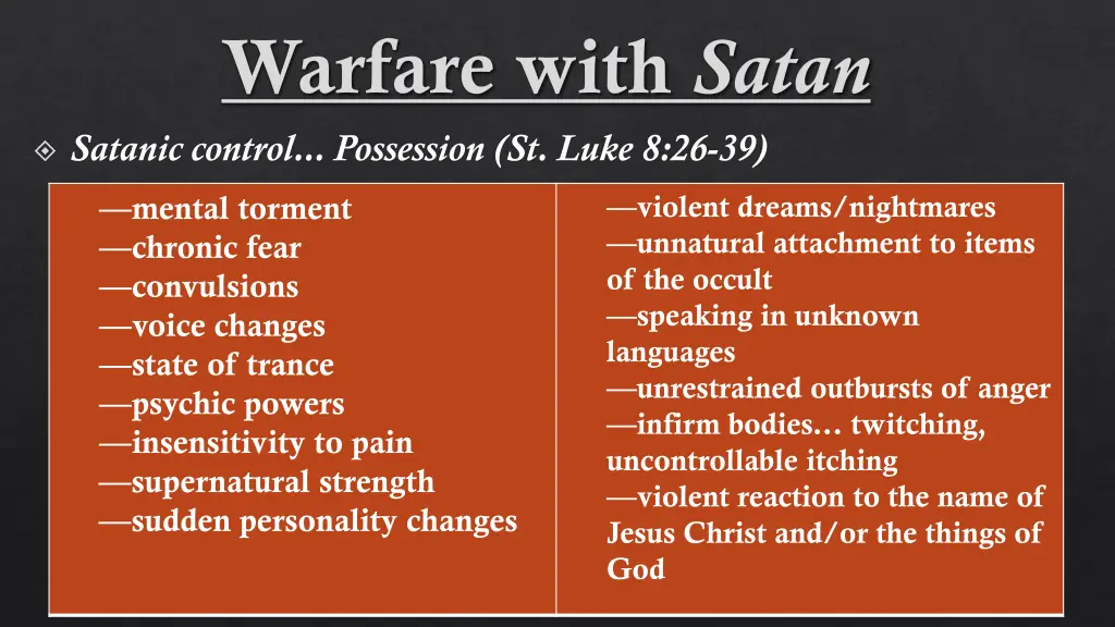 warfare with satan satanic control possession