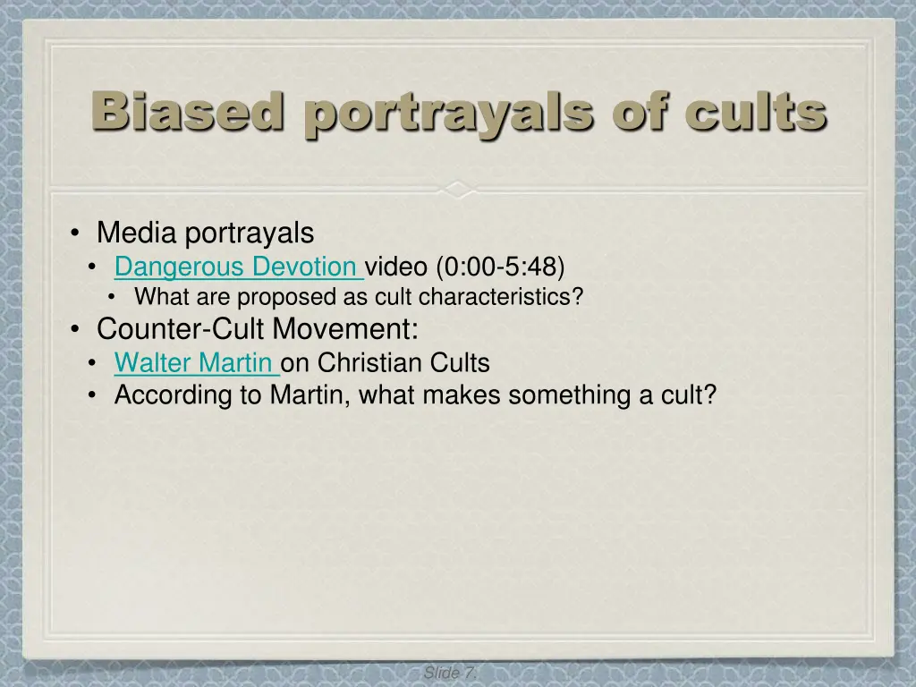 biased portrayals of cults